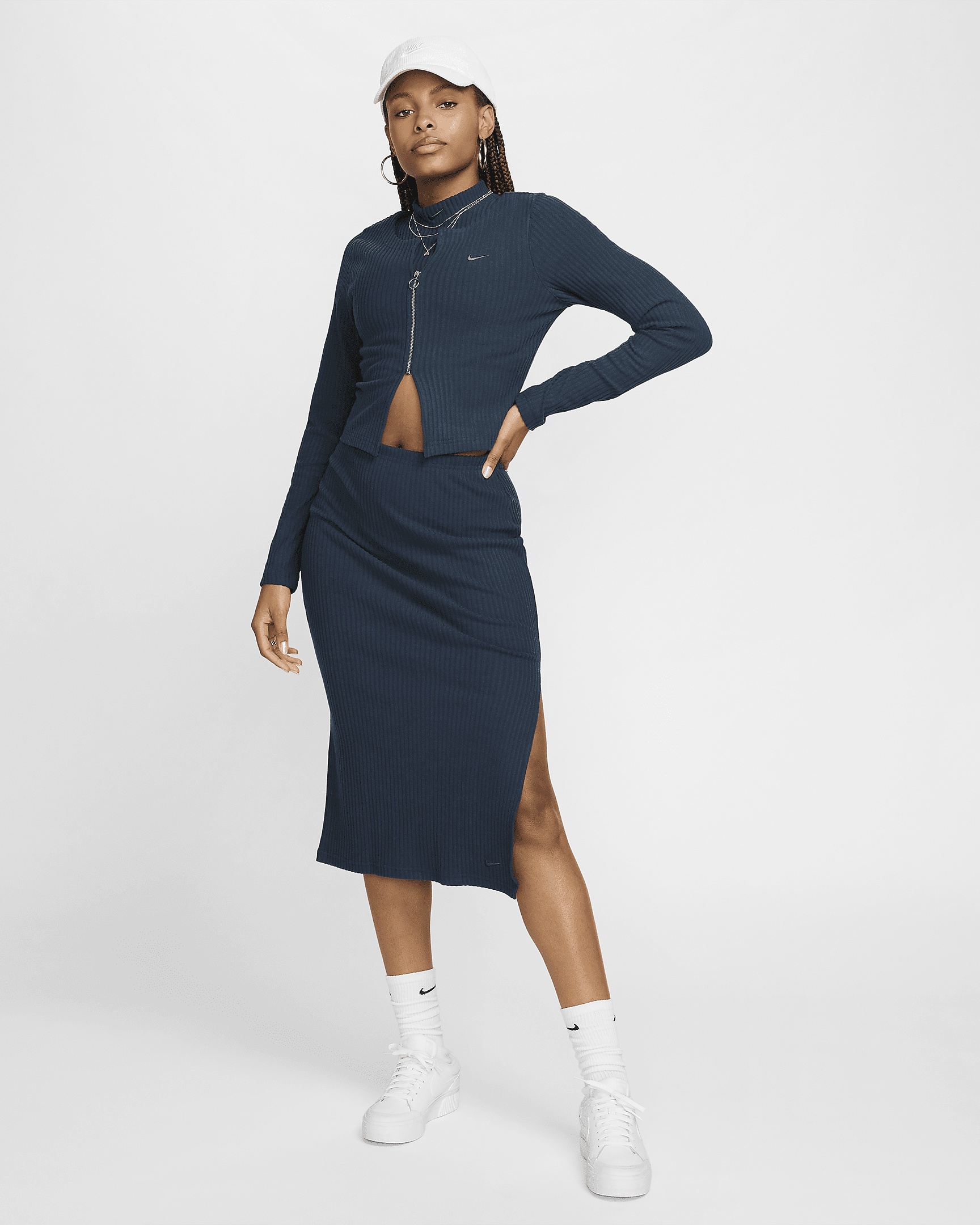 Women's Nike Sportswear Chill Knit Slim Full-Zip Ribbed Cardigan - 5