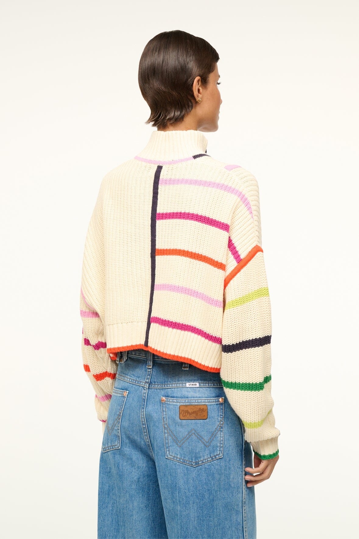 STAUD CROPPED HAMPTON SWEATER CREAM RAINBOW MULTI - 4