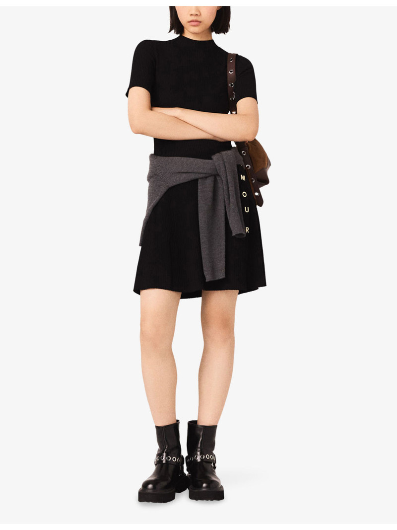 maje Short Button-Embellished Stretch-Knit Mini Dress outlook