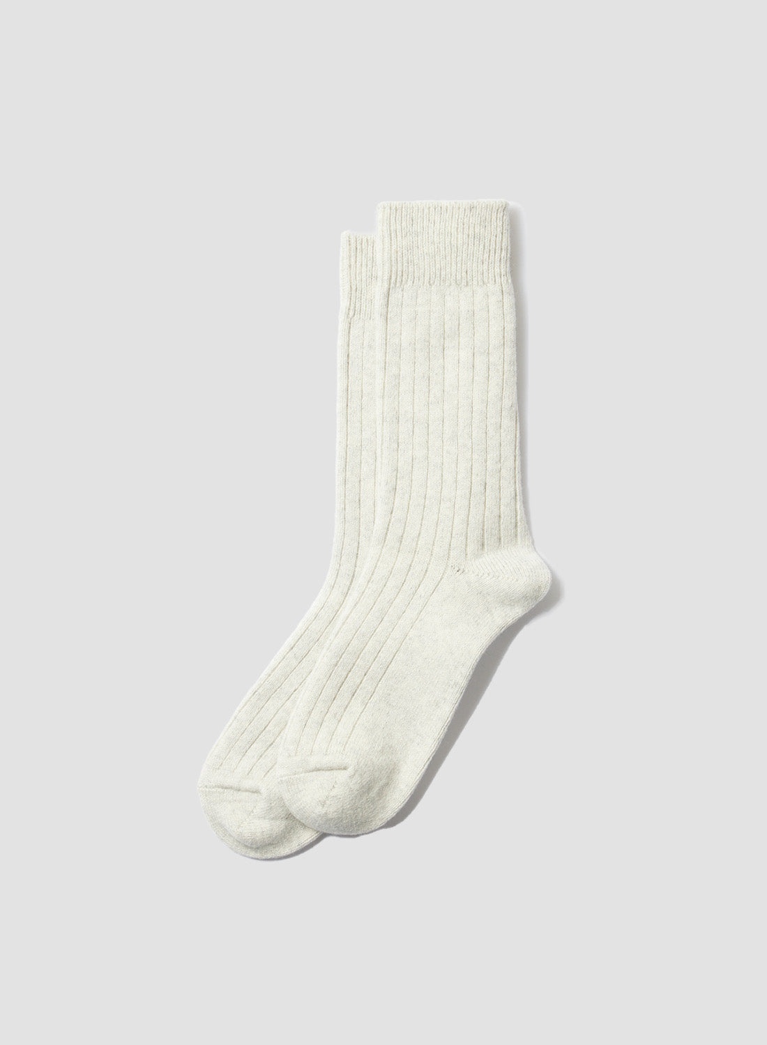 Rototo Cotton Wool Ribbed Crew Sock in Ash Grey - 1