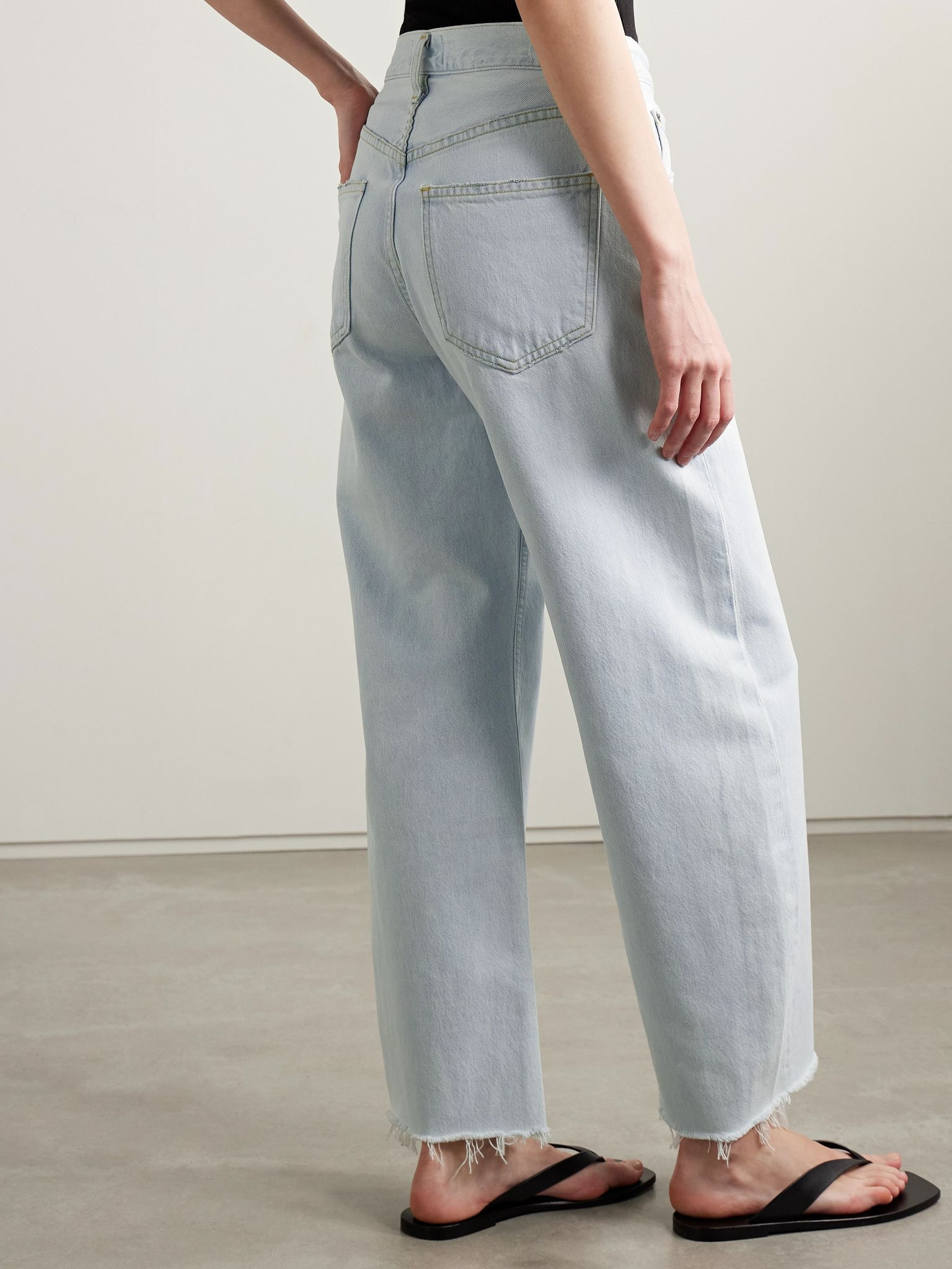 Low Curve frayed mid-rise wide-leg jeans Light denim - 3