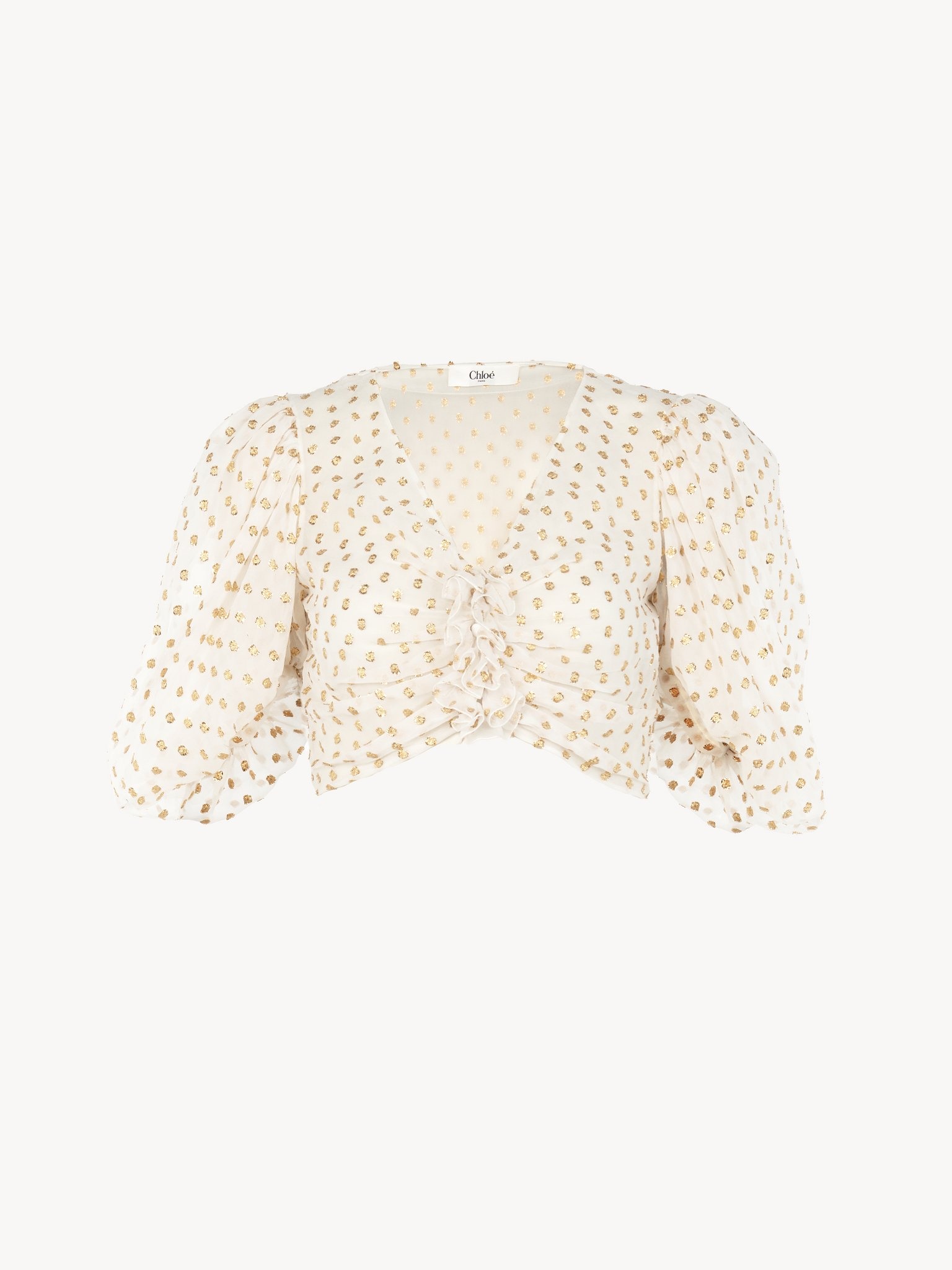 FLUID CROPPED TOP IN SILK JACQUARD & LUREX - 2