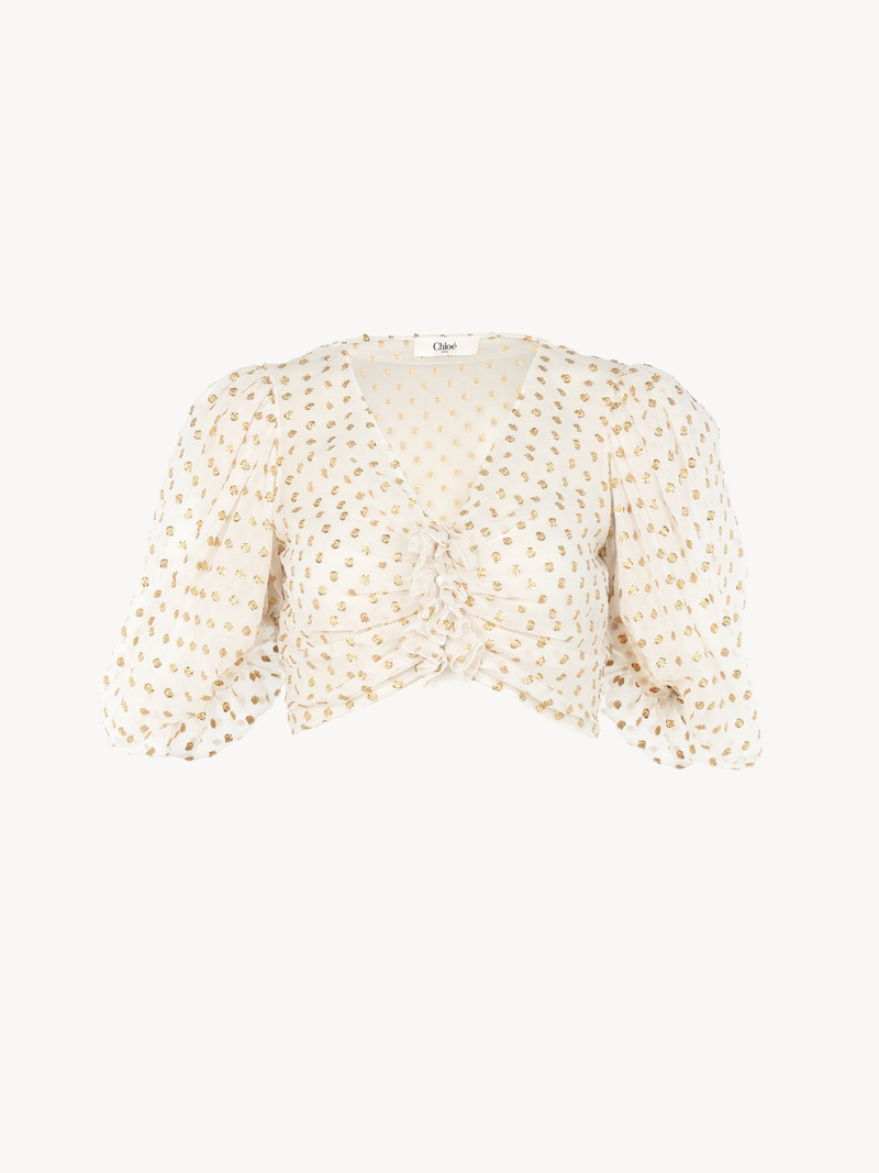 Chloé FLUID CROPPED TOP IN SILK JACQUARD & LUREX outlook