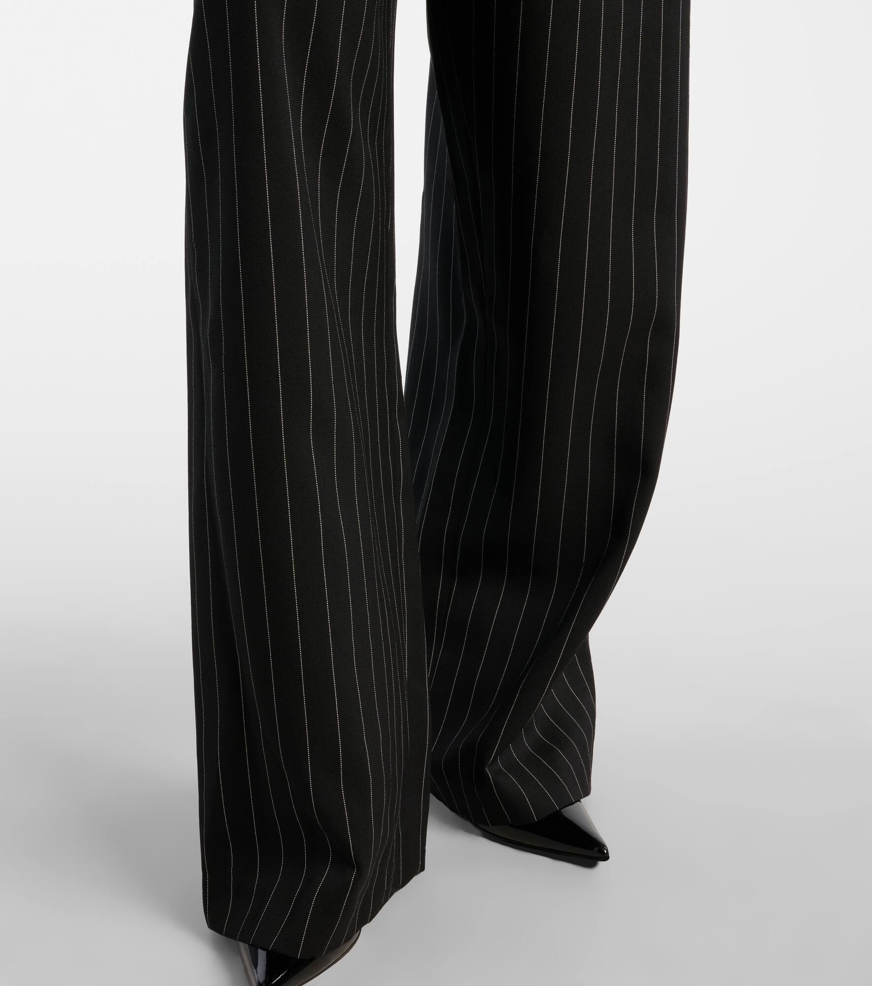 Pinstripe high-rise virgin wool wide-leg pants - 5