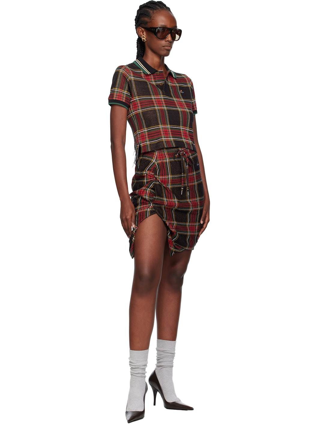 Red & Green Side Panther Miniskirt - 4