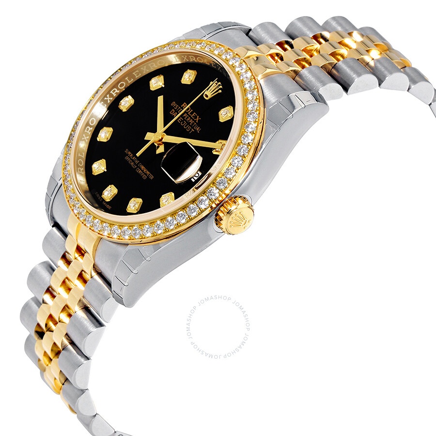 Rolex Oyster Perpetual Datejust 36 Black Dial Stainless Steel and 18K Yellow Gold Jubilee Bracelet A - 2