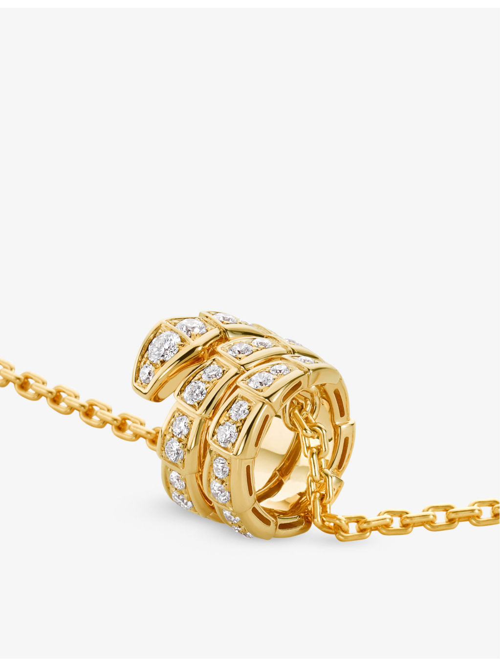 Serpenti Viper 18ct yellow-gold and 0.63ct round-cut diamond pendant necklace - 4