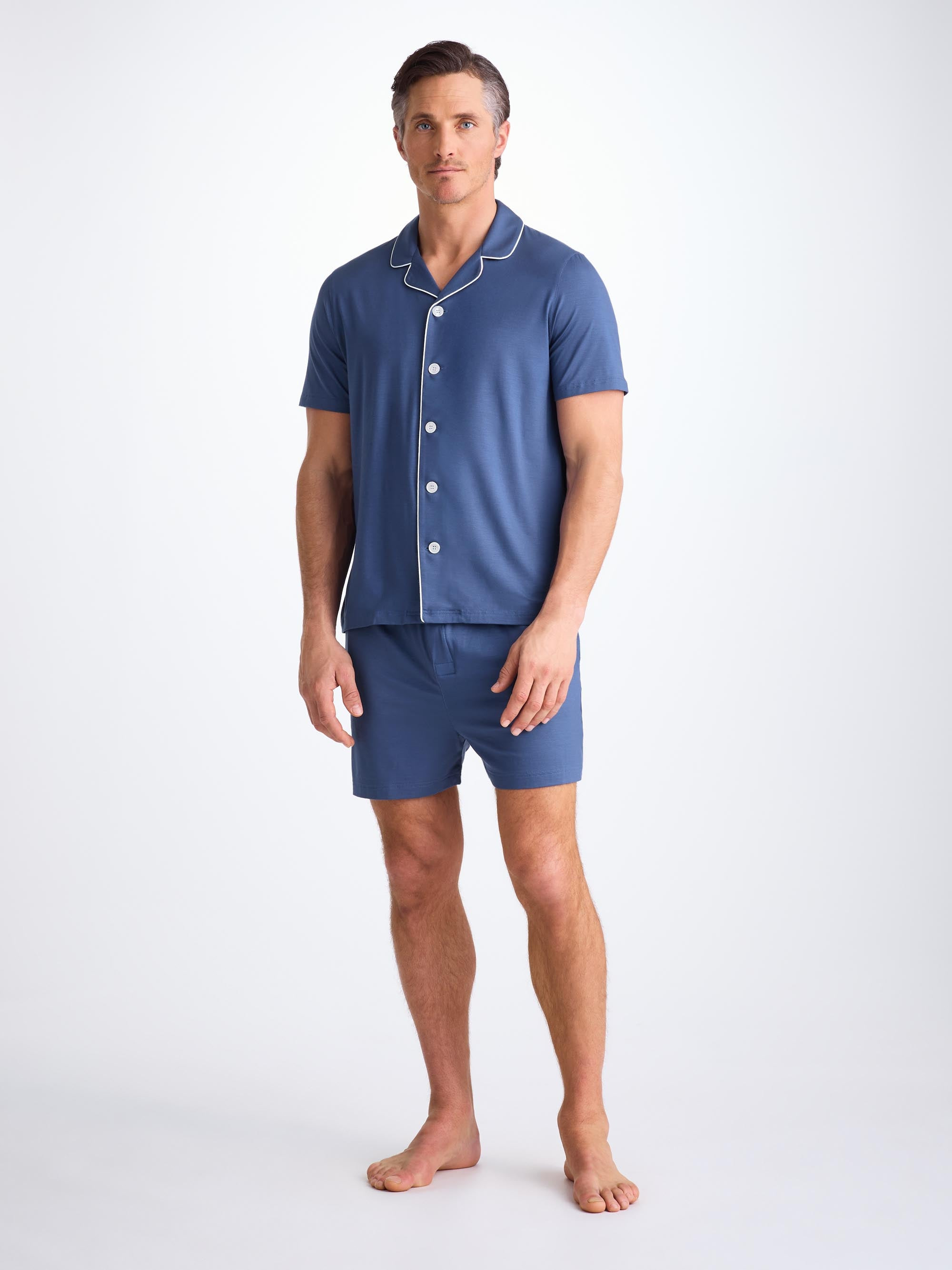 Men's Short Pajamas Basel Micro Modal Stretch Sapphire - 3