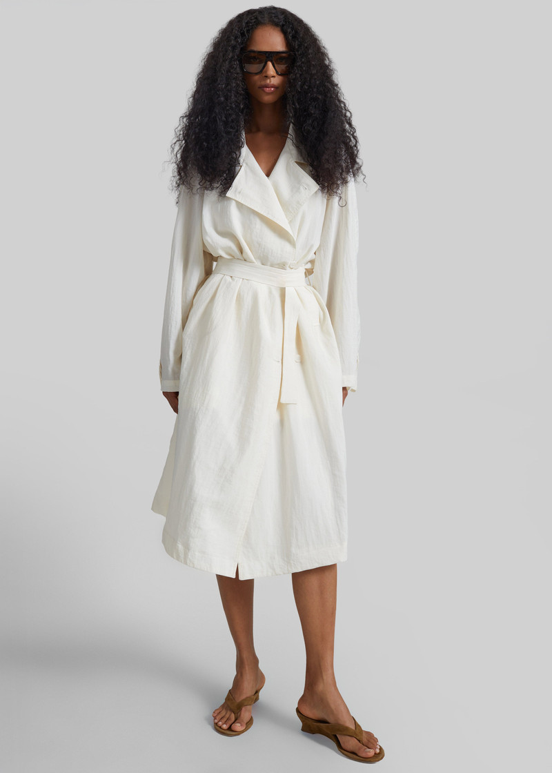 Rosora Sheer Fluid Trench Coat - Cream 4