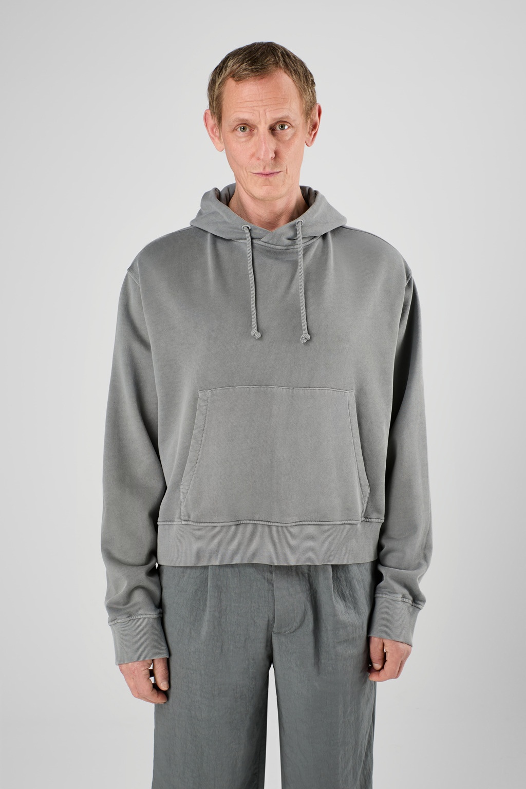 Gray Mineral Dye Boxy Hoodie - 3