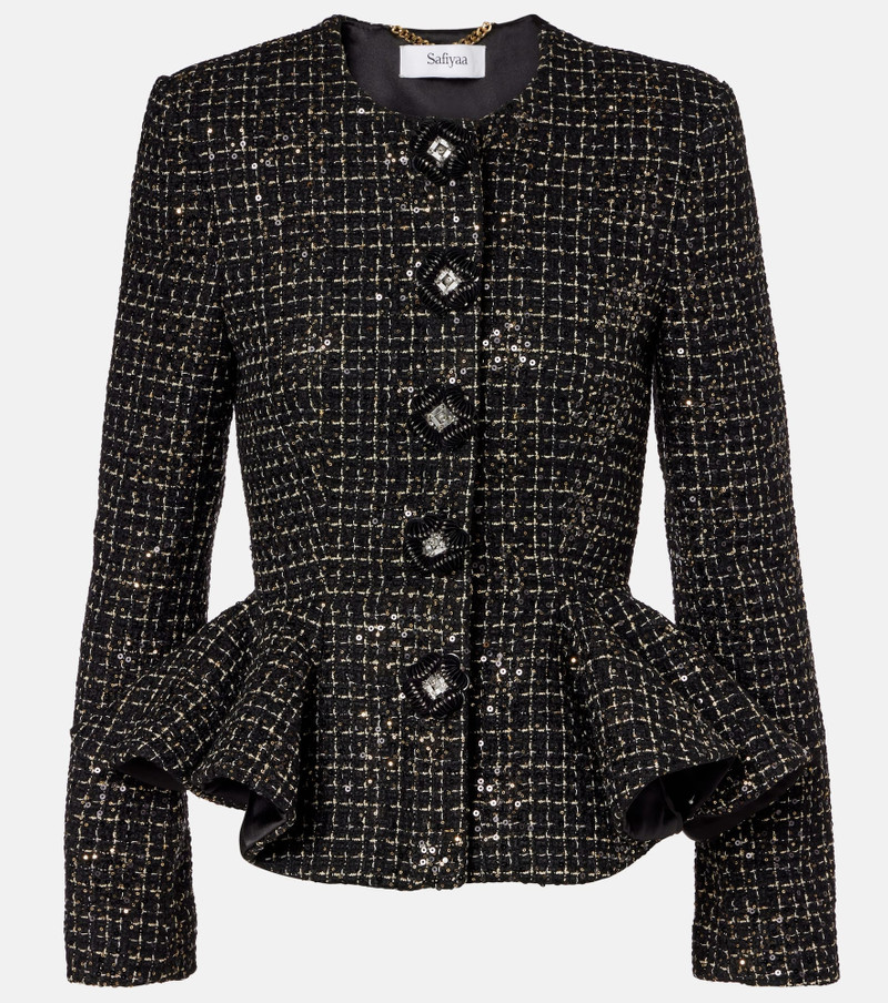 Tomomi sequined peplum tweed jacket 1