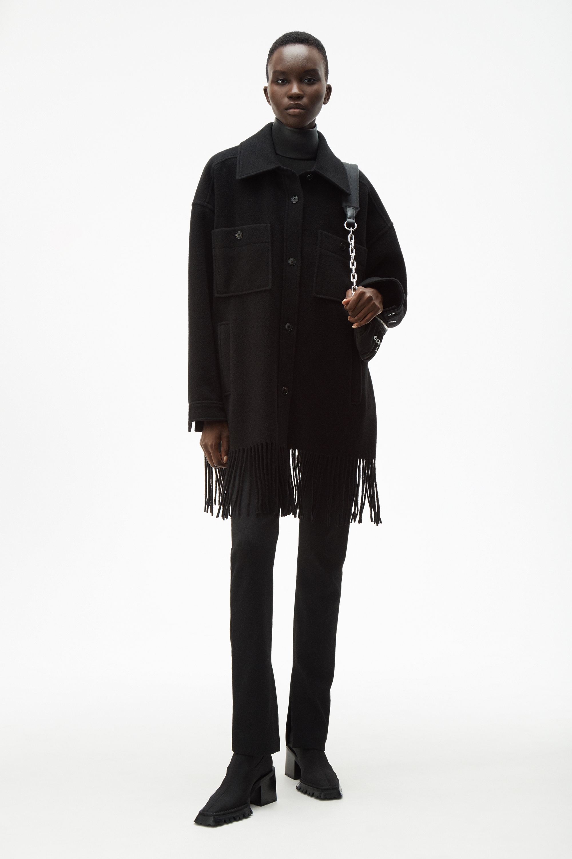 WOOL FRINGE PEACOAT - 2