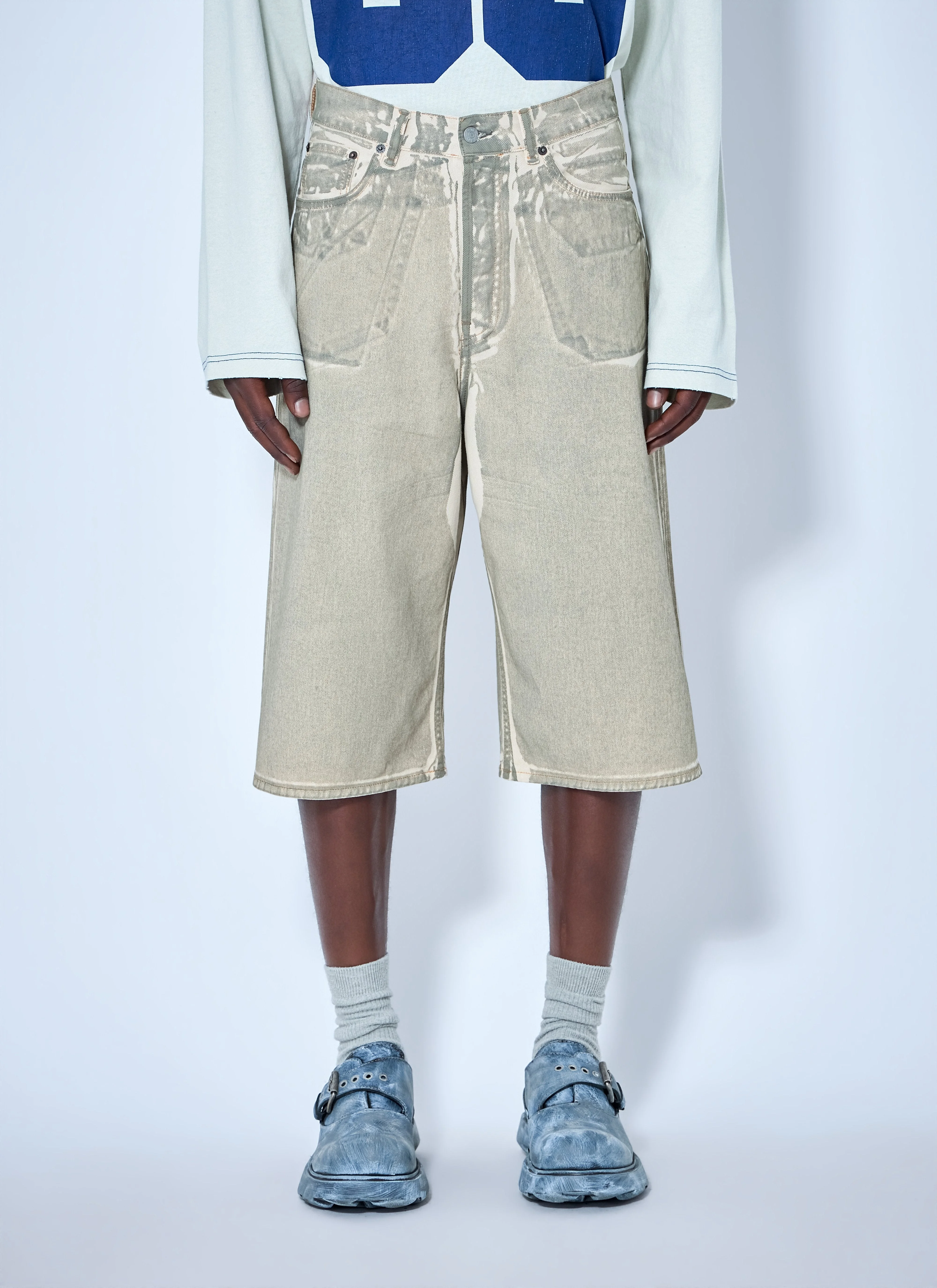 Acne Studios Men Wide-Leg Denim Shorts - 1