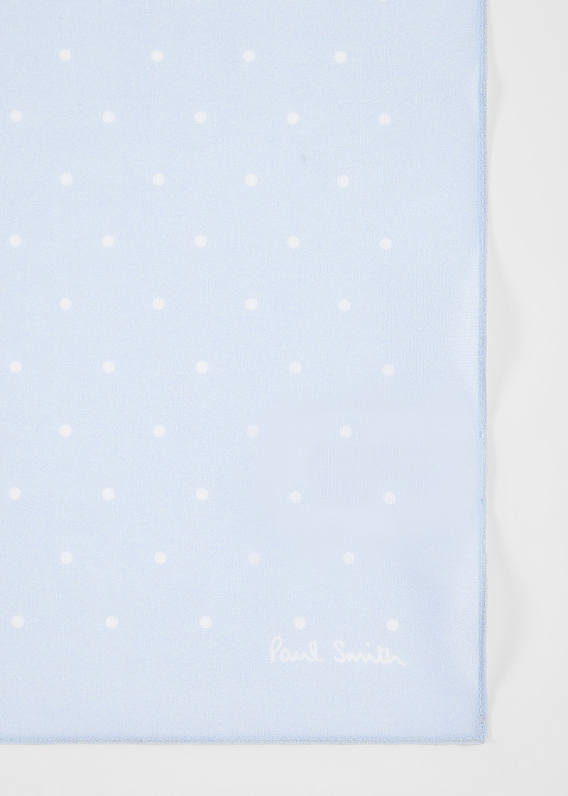 Paul Smith Light Blue Polka Dot Cotton Pocket Square outlook