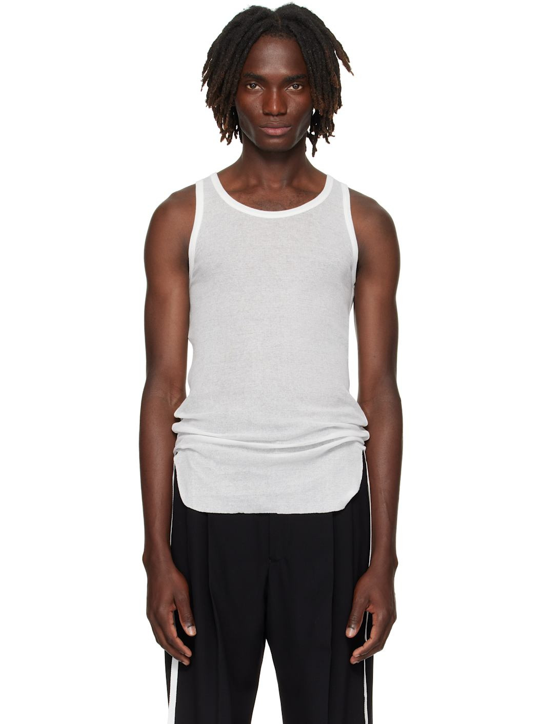 White Boris Wrinkled Cropped Tank Top - 1