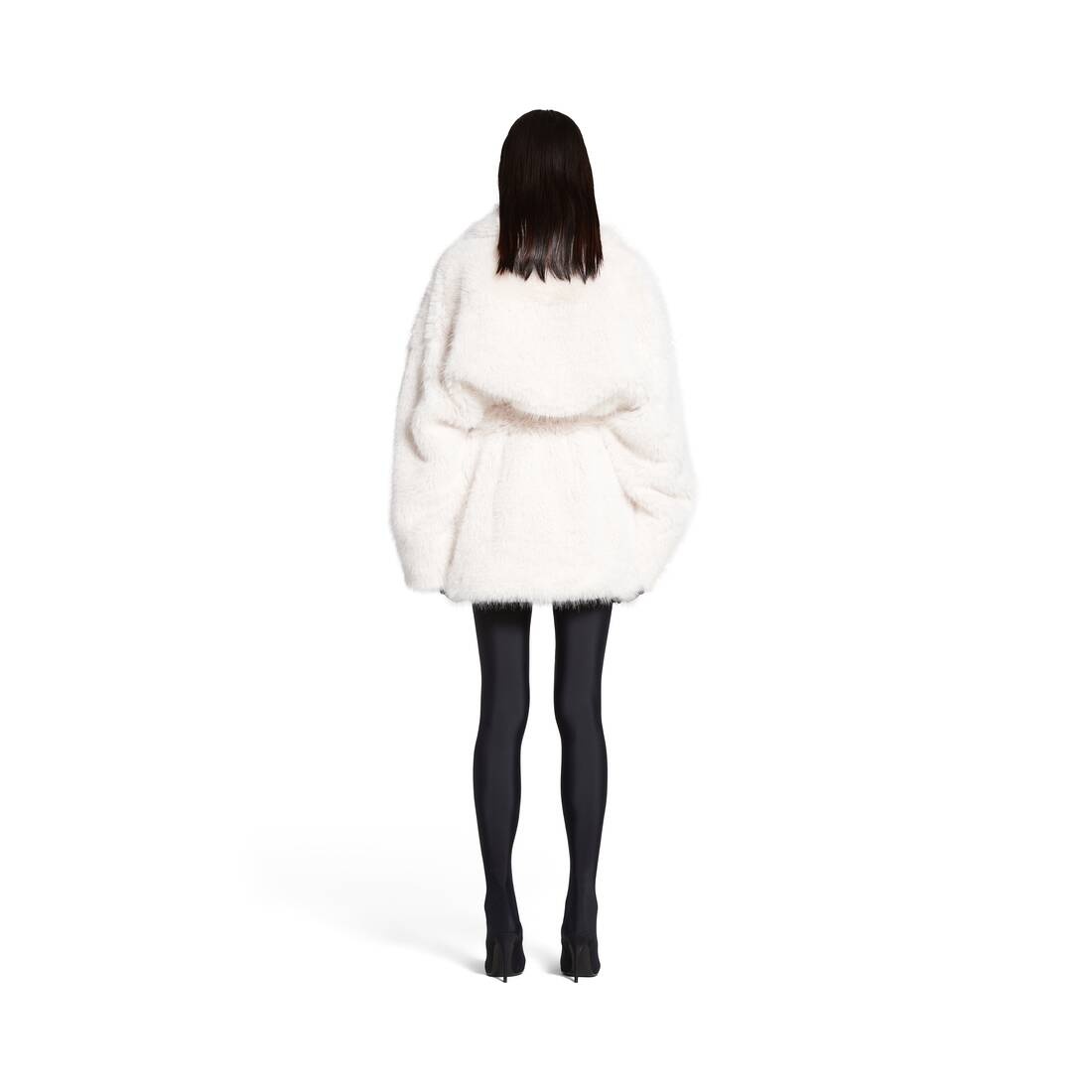 Women's Cocoon Wrap Coat in Light Beige - 4