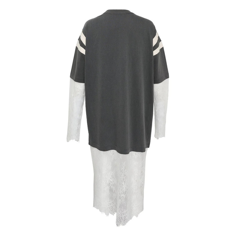 pushBUTTON Gray Layered Lace Sleeve Tee outlook