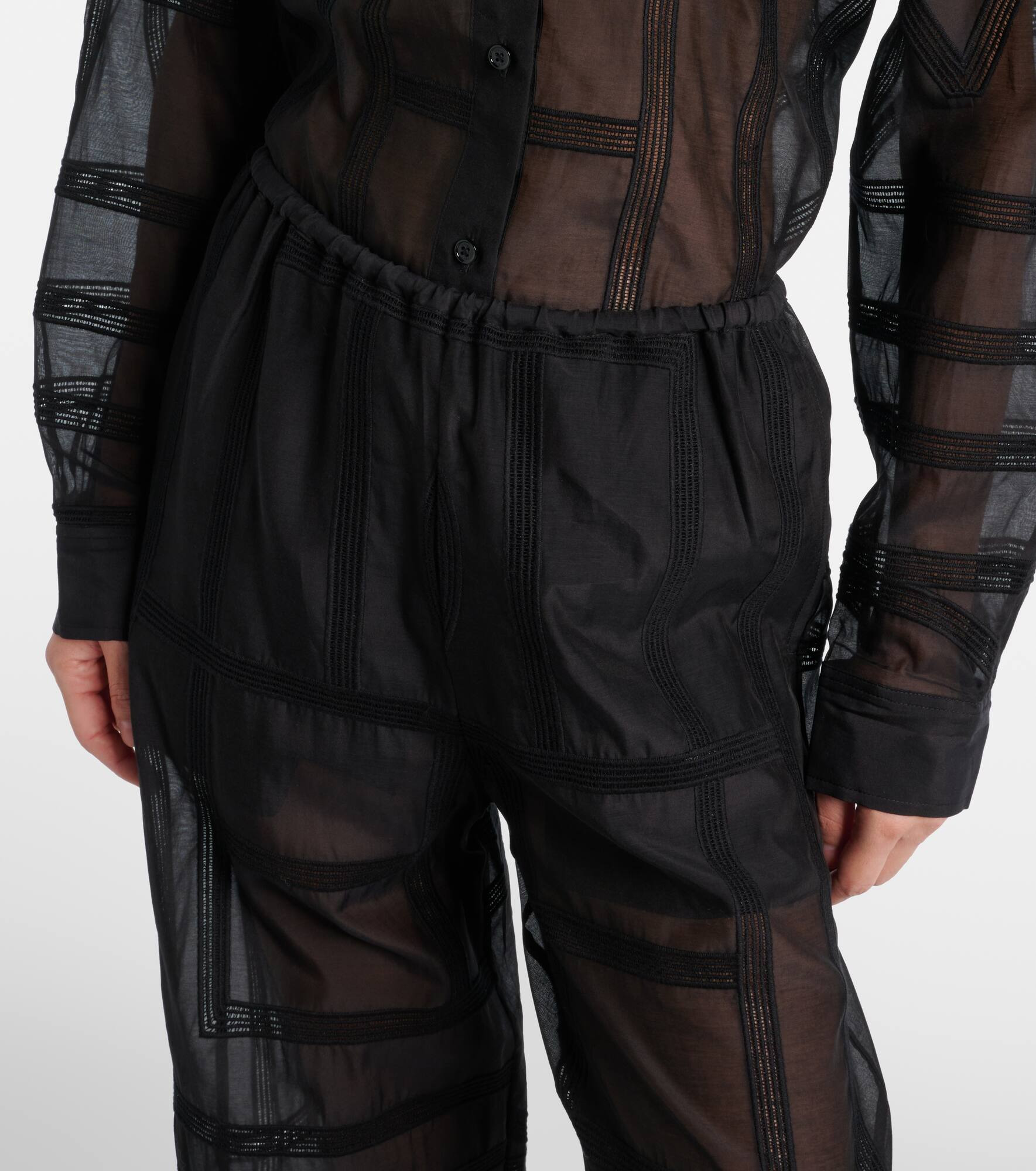 Cotton and silk voile wide-leg pants - 4