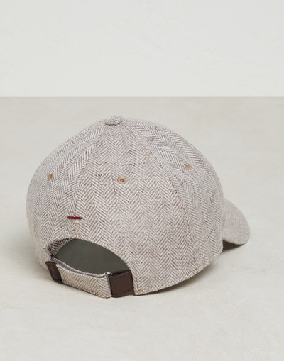 Brunello Cucinelli Linen, wool and silk chevron baseball cap outlook