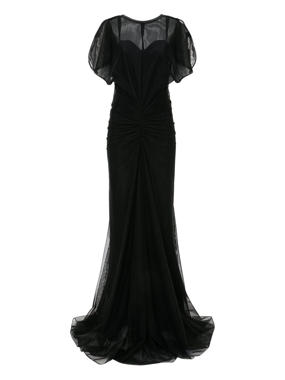 Victoria Beckham Gathered-waist sheer mesh maxi dress