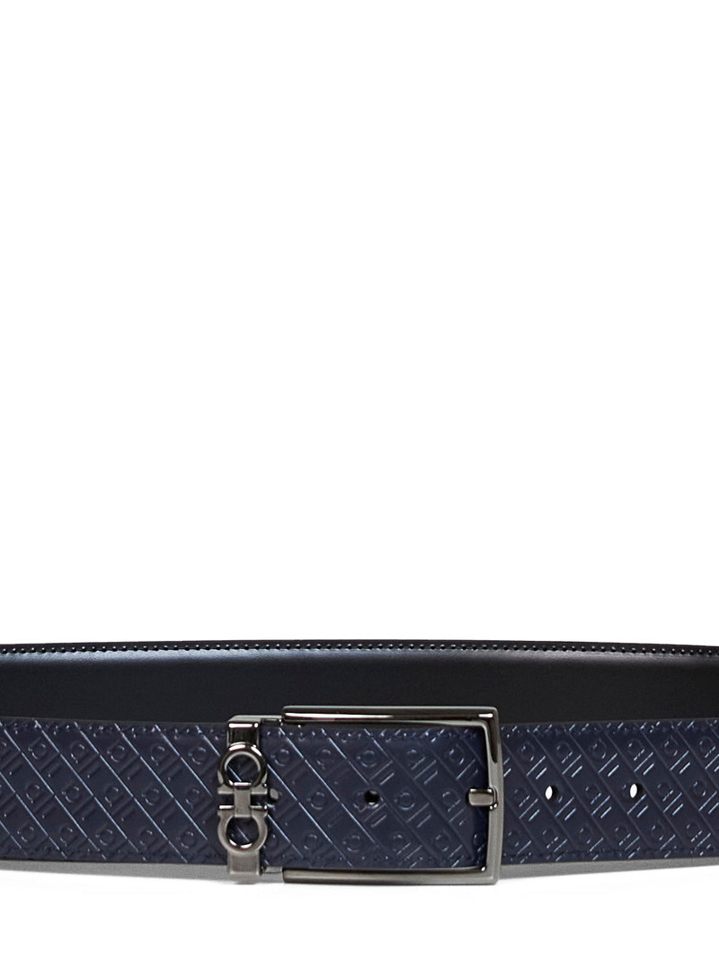 FERRAGAMO Midnight blue and black reversible Gancini belt outlook
