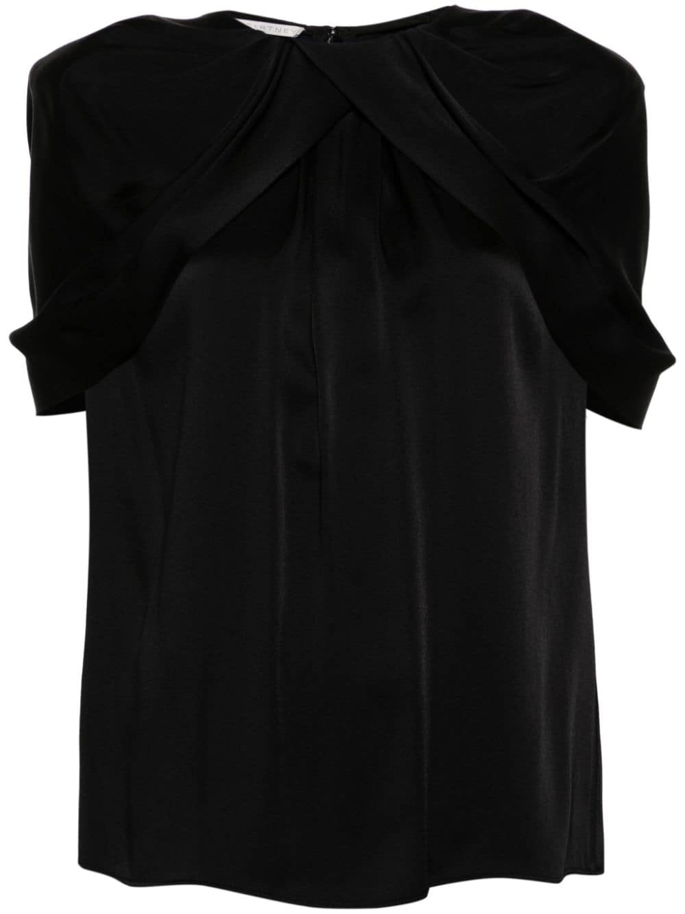 cape-detail satin blouse - 1