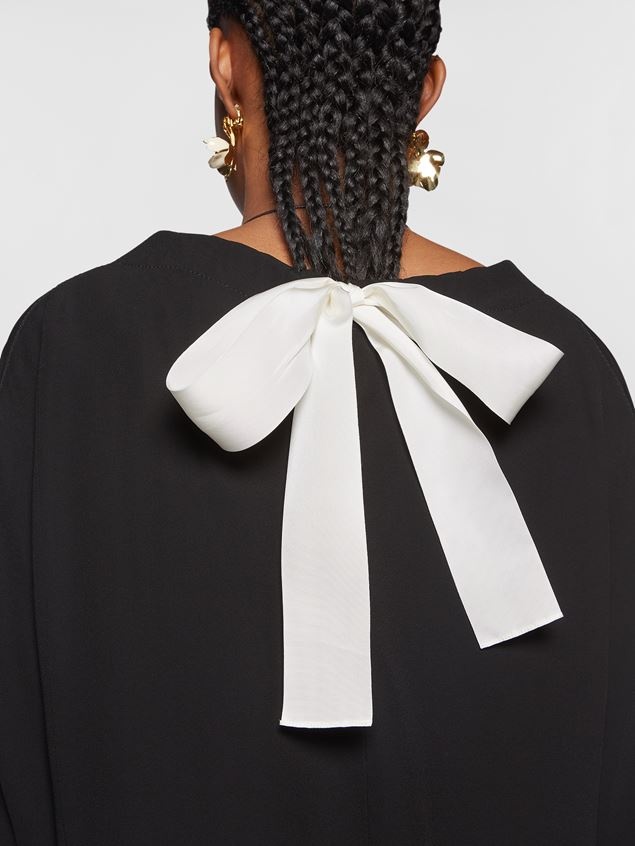 CREPE ENVERS SATIN DRESS WITH CONTRAST BOW - 4