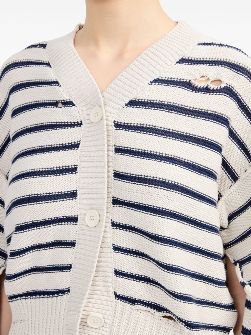 striped cotton knit cardigan - 7