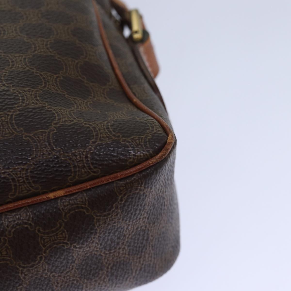 CELINE Macadam Canvas Shoulder Bag Pvc Leather Brown Gold - 13