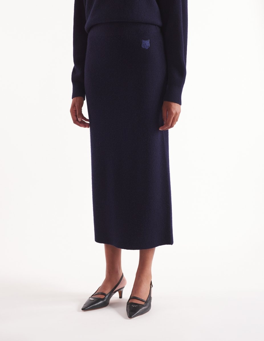 BOLD FOX HEAD PATCH LONG RIBBED SKIRT - 3