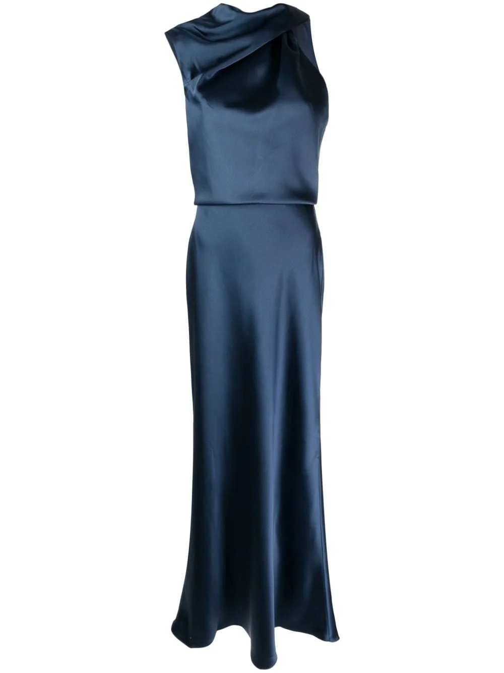 asymmetric draped satin gown - 1