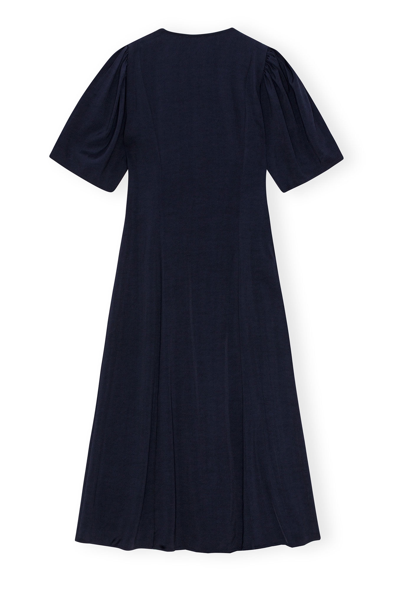NAVY BLUE VISCOSE TWILL WRAP MIDI DRESS - 2