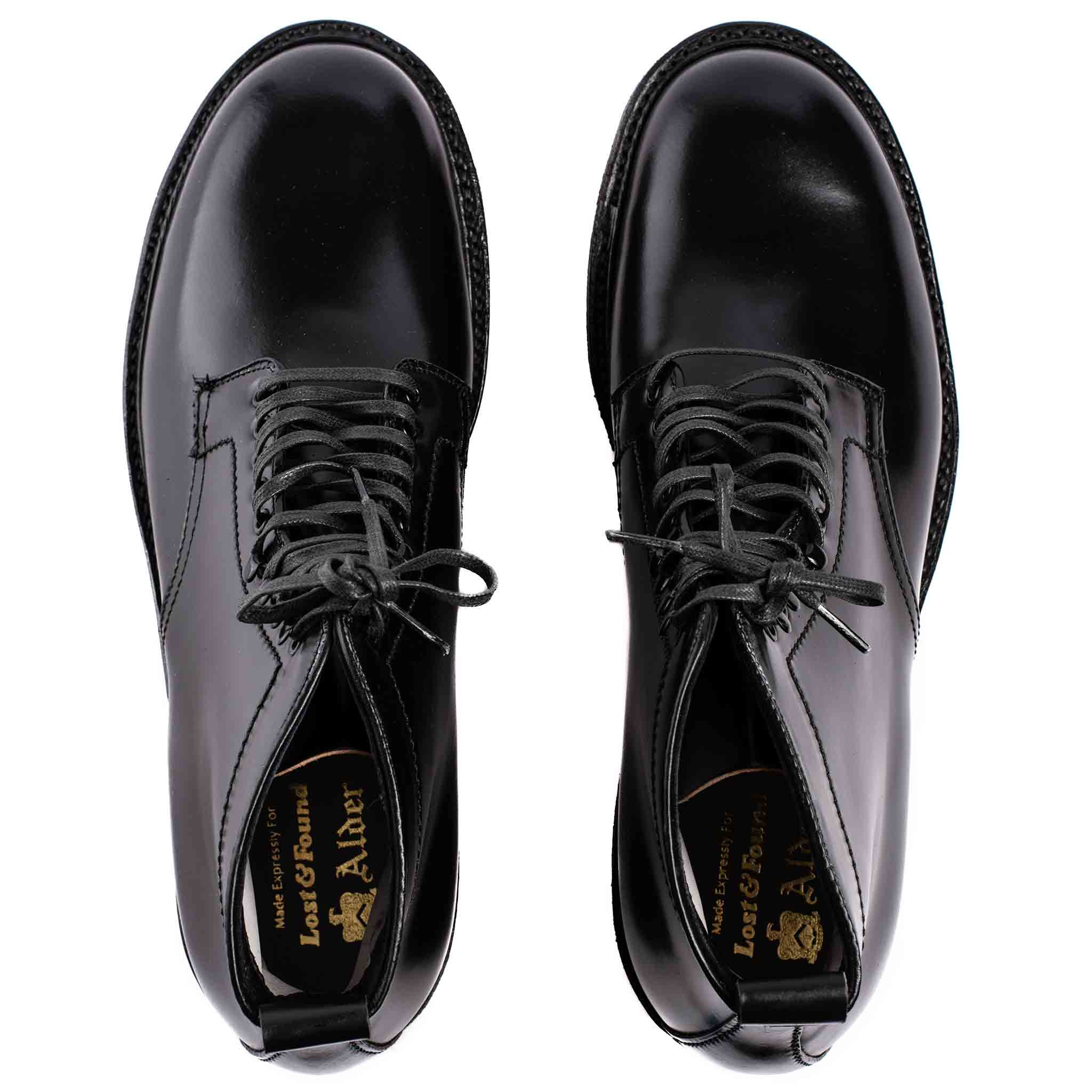 Black Cordovan Plain Toe Boot with Crepe Sole - 4