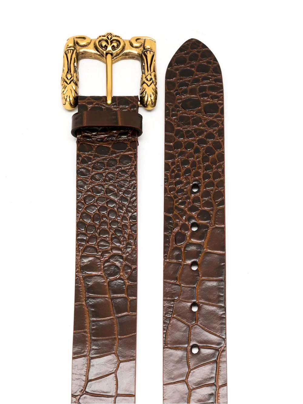 croc-effect leather belt - 2