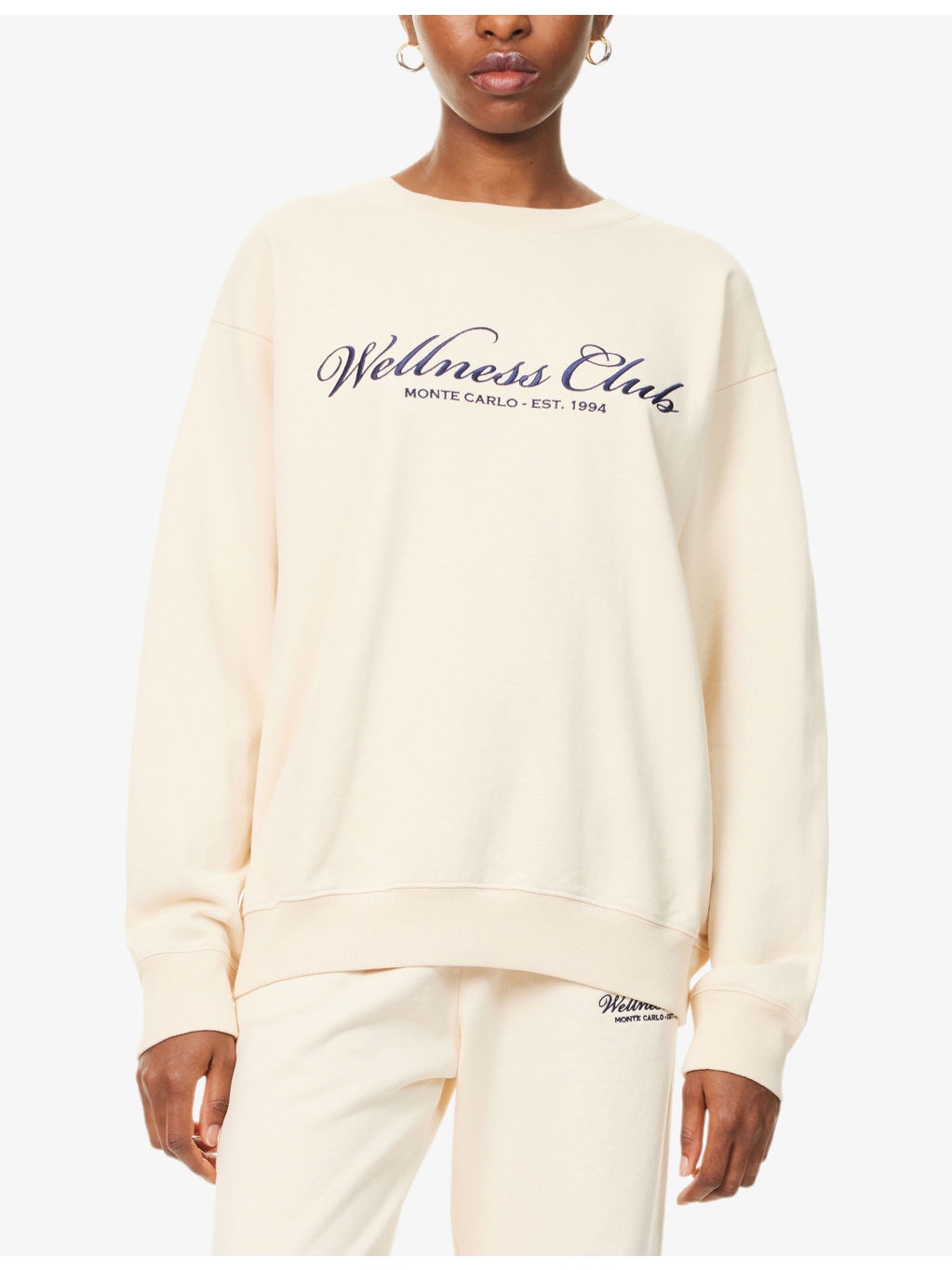 Wellness Club Embroidered Crewneck Cotton-Jersey Sweatshirt - 3
