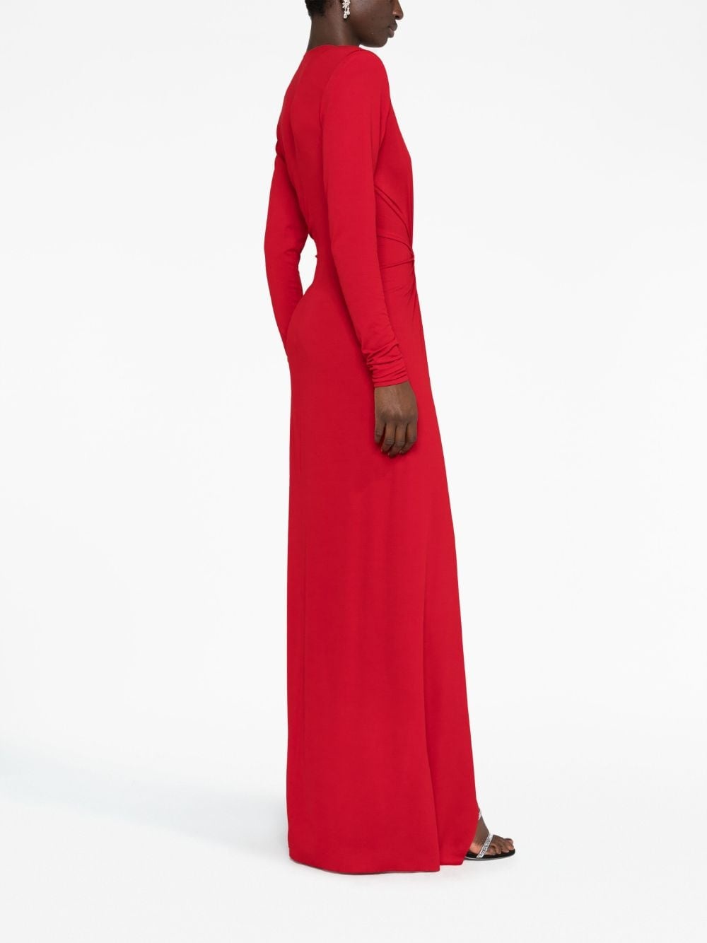 plunge-neck draped gown - 6