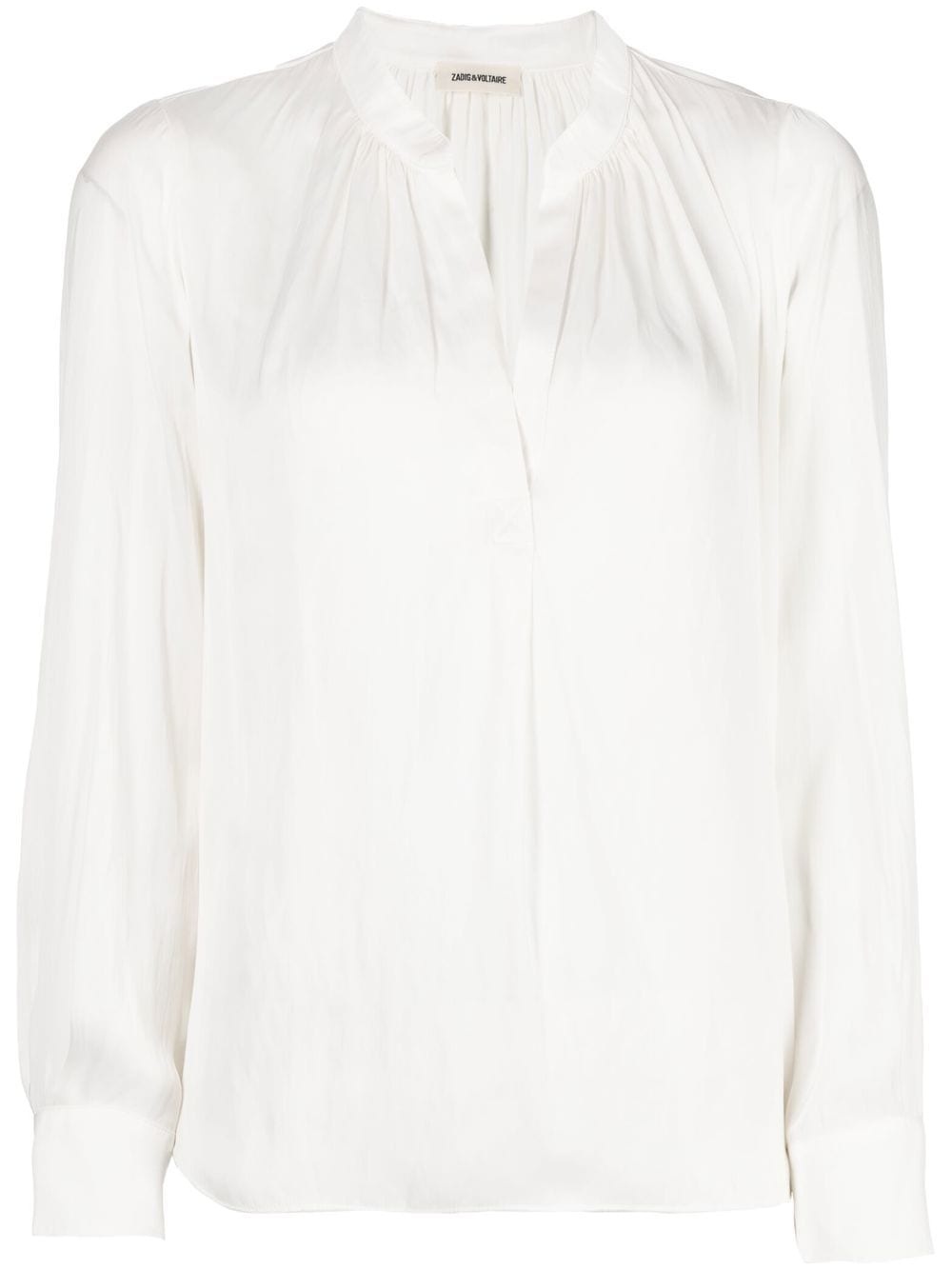 long-sleeve gathered-detail blouse - 1