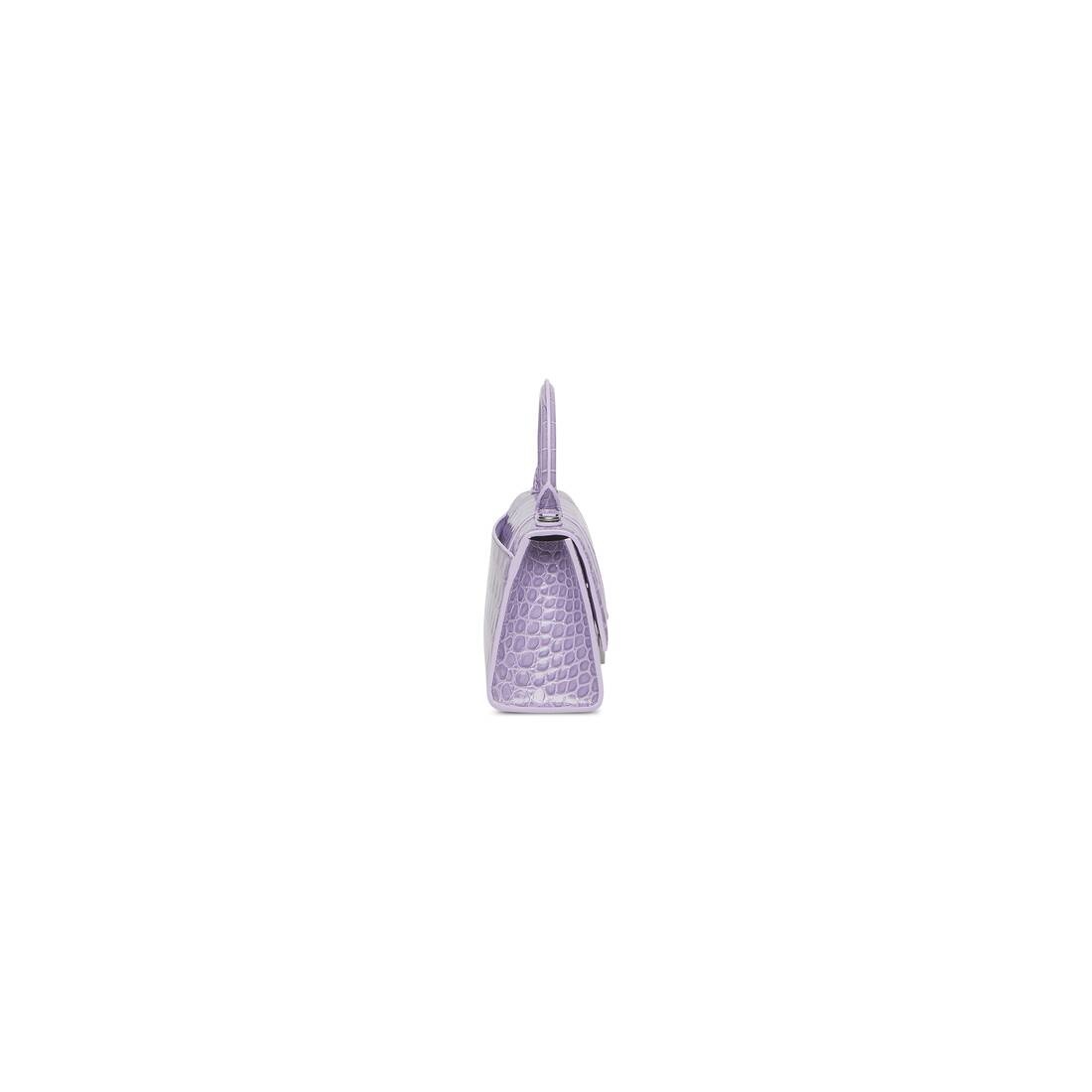 Women's Hourglass Xs Handbag Crocodile Embossed  in Lilac - 4