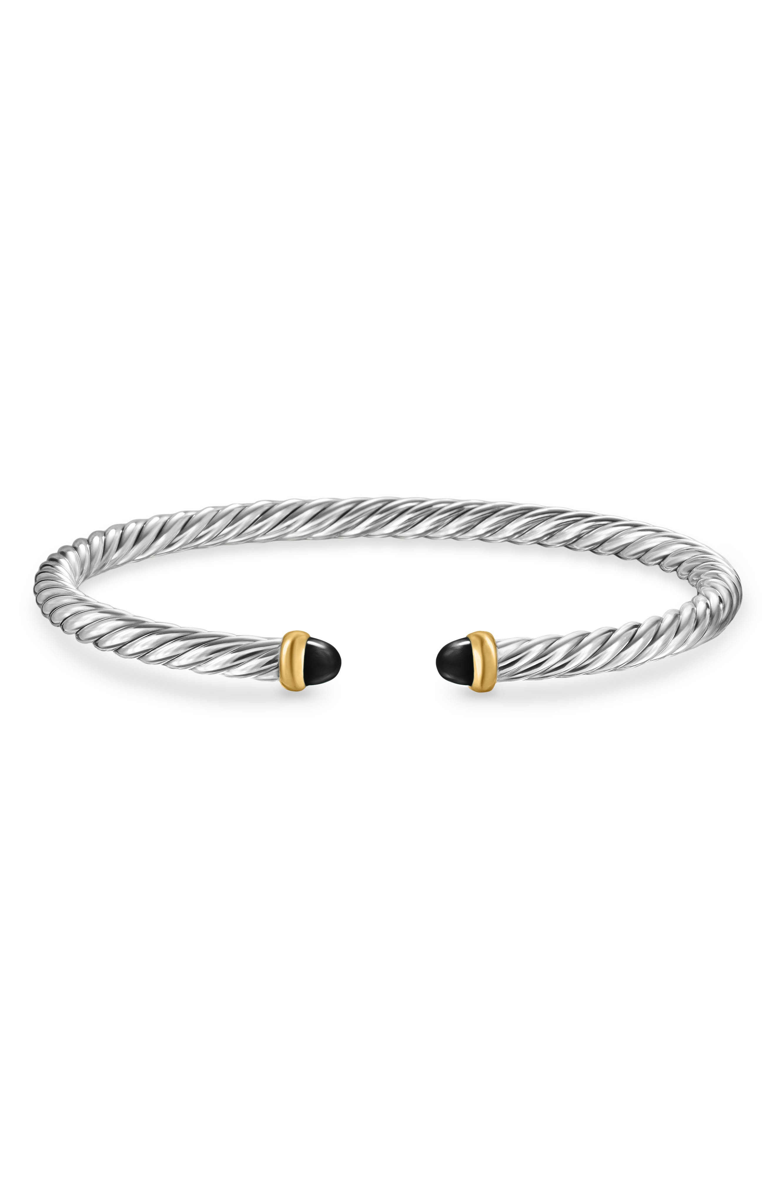 David Yurman Cable Flex Bracelet in Sterling Silver with 14K Yellow Gold, 4mm in Silver/Gold/Black O - 6