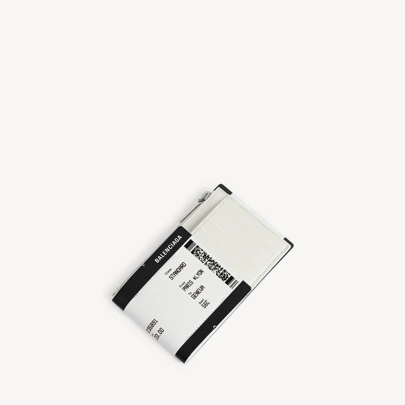 Men's Passport Boarding Pass Long Coin And Card Holder in Black/white 2