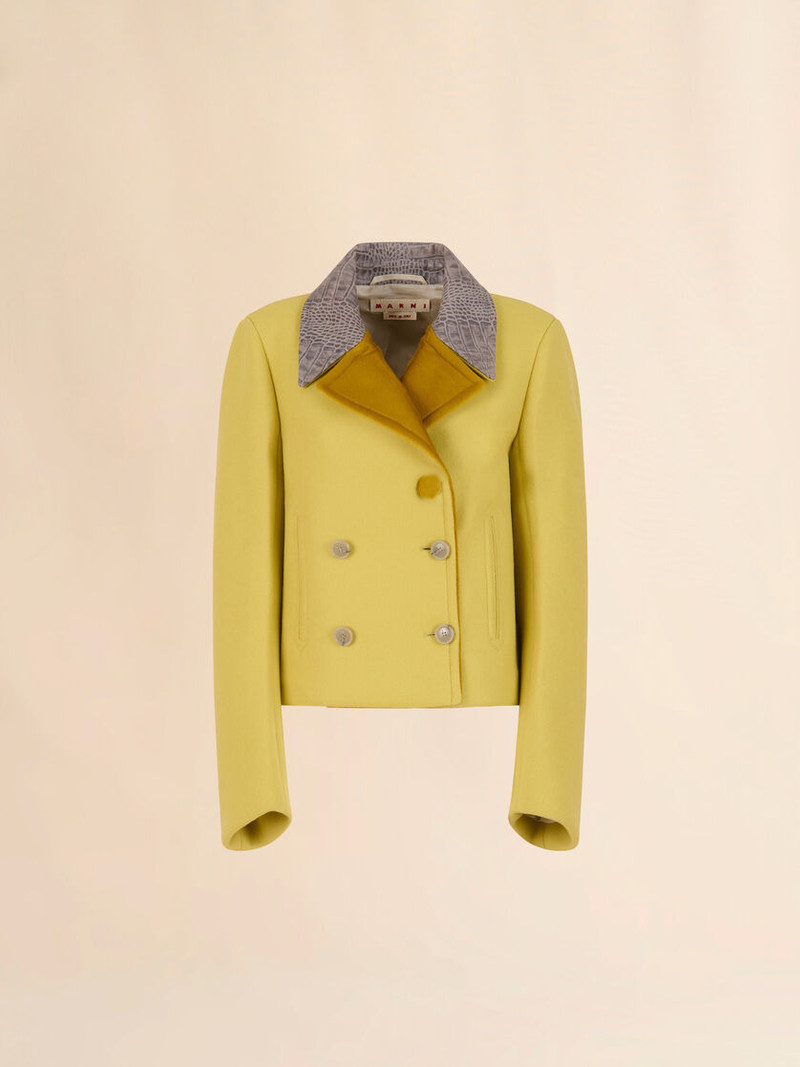 YELLOW WOOL FELT JACKET WITH LEATHER DETAILS 1