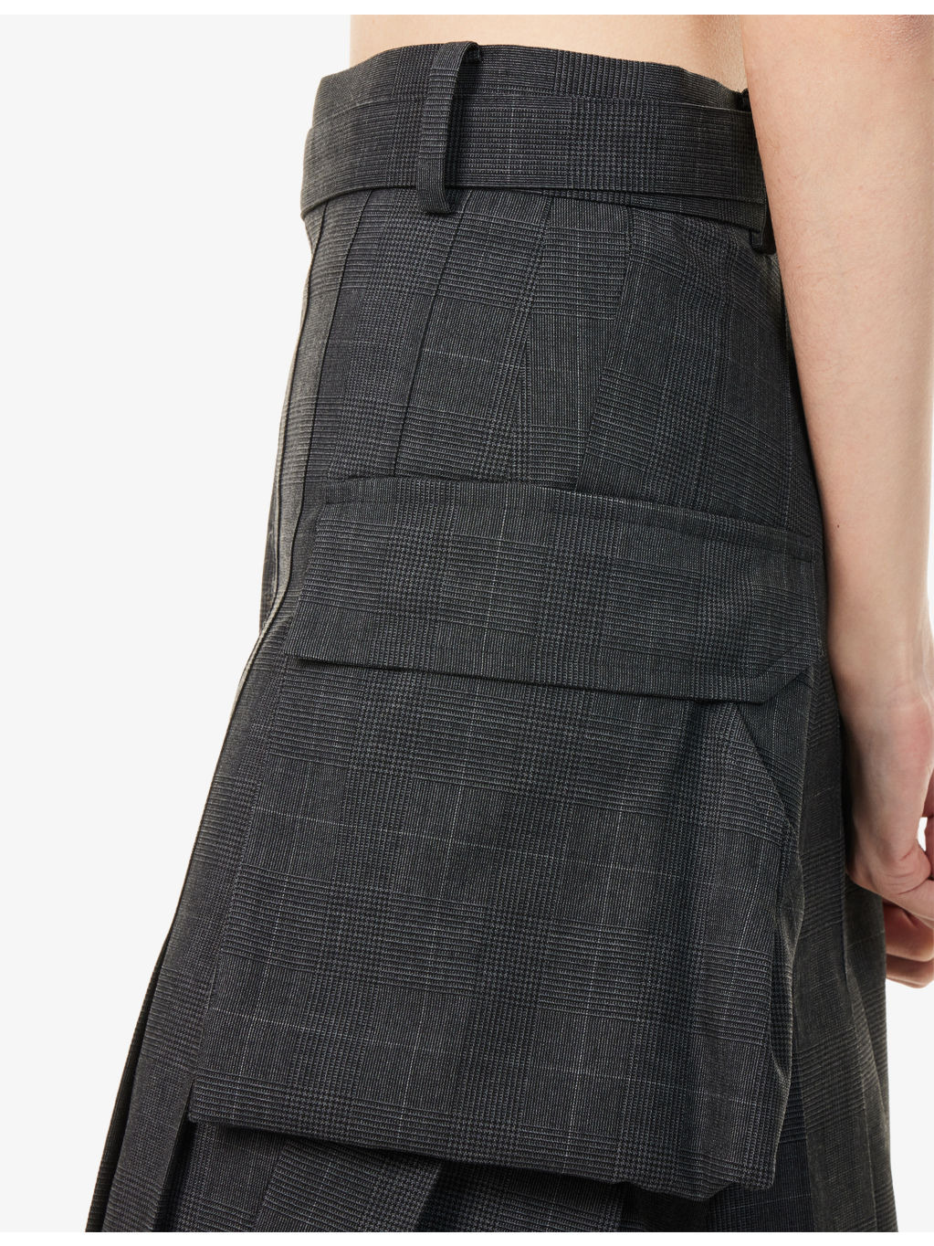 Glen Check Wool Midi Skirt - 6