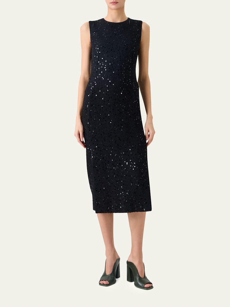 AKRIS Sequined Tweed Midi Sheath Dress outlook