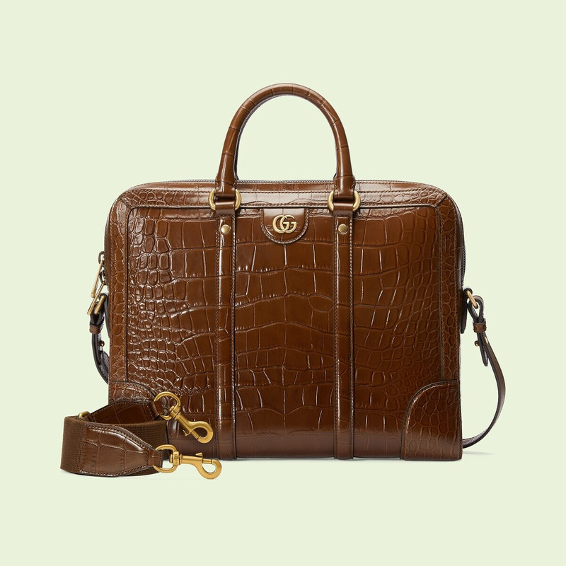 Crocodile briefcase with Double G 4