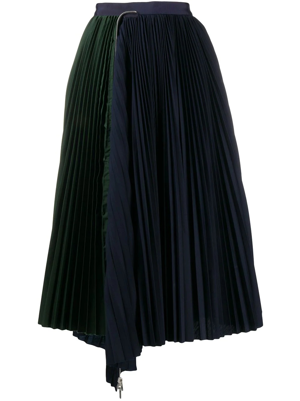 pleated asymmetric-hem skirt - 1