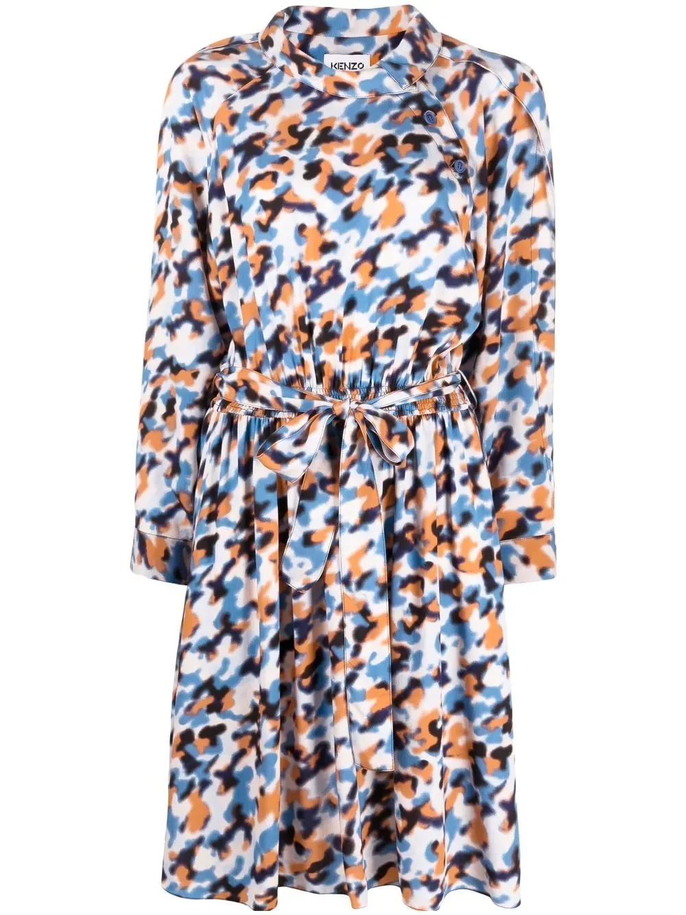 abstract-print drawstring-waist midi dress - 1