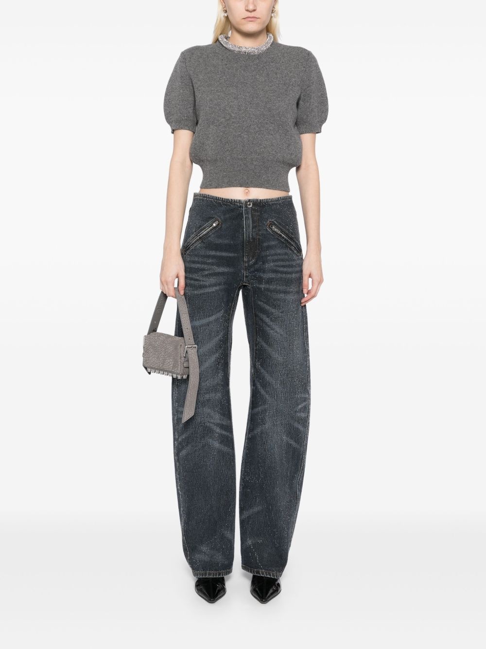 rhinestone-embellished jeans - 2