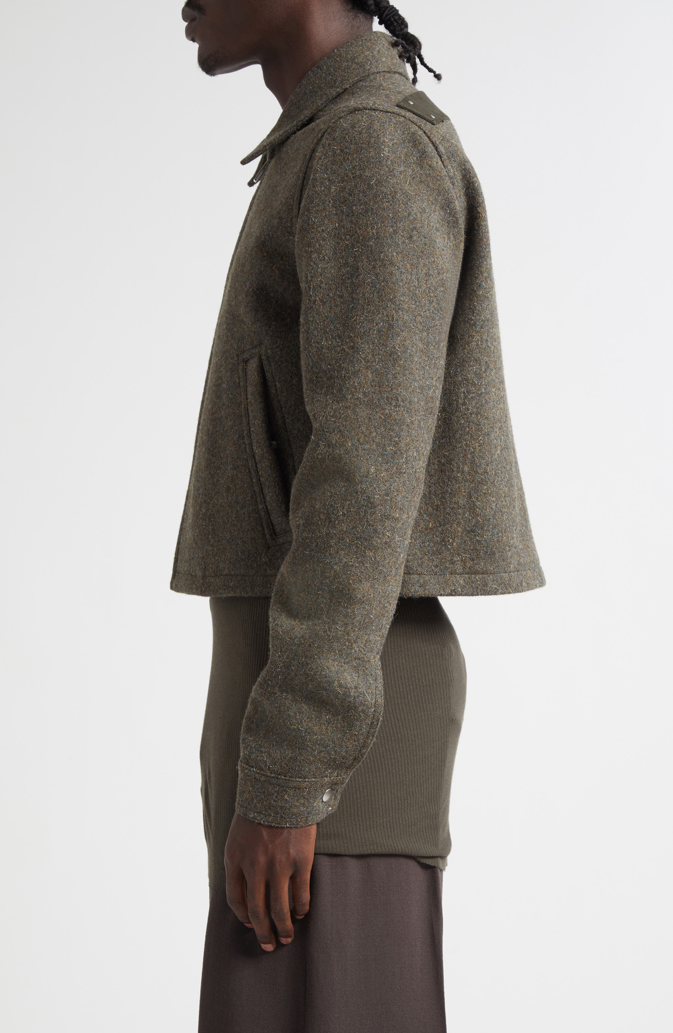 Rick Owens Concordians Alice Brad Wool Jacket in Bosco at Nordstrom - 4