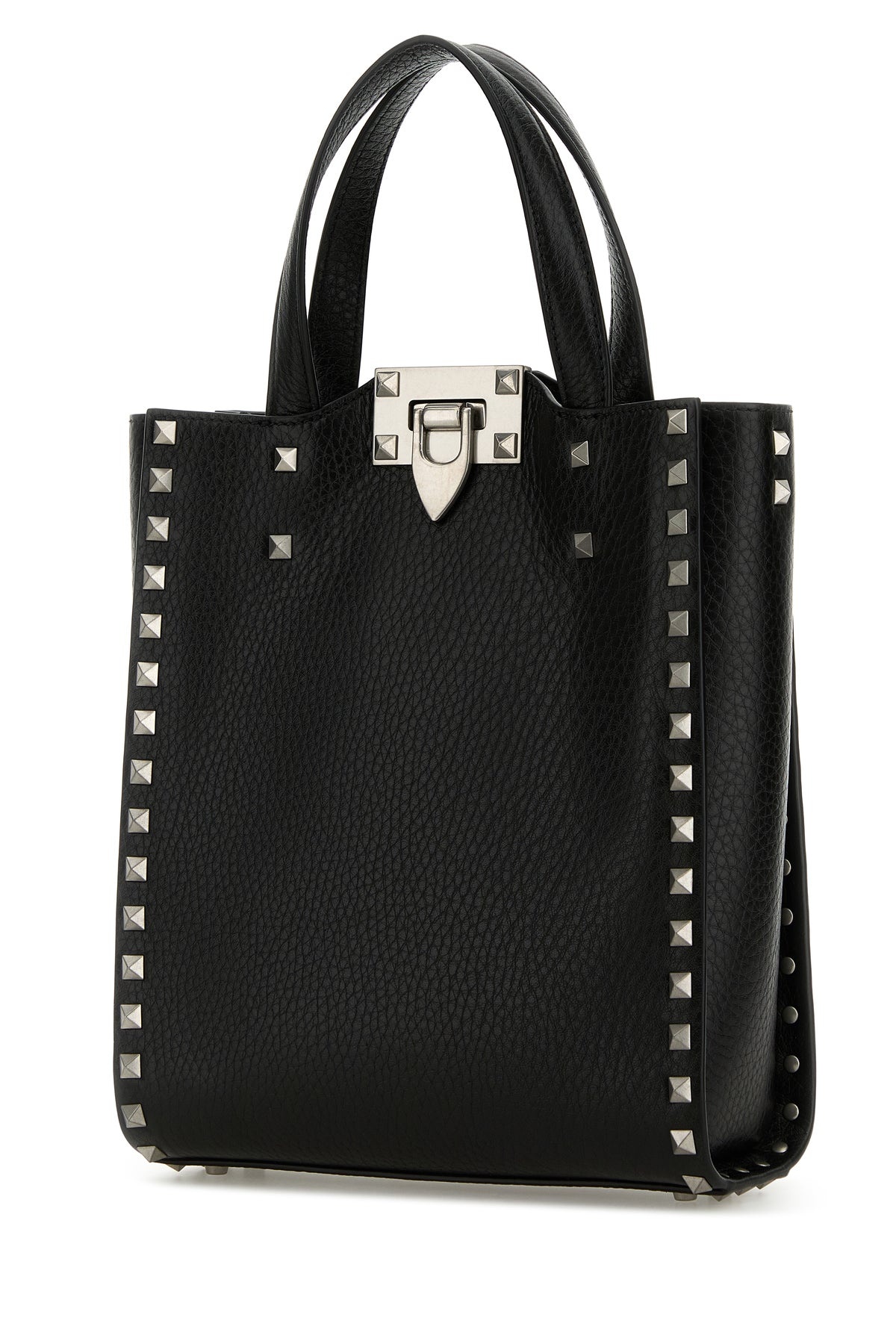 Black leather Rockstud handbag - 2