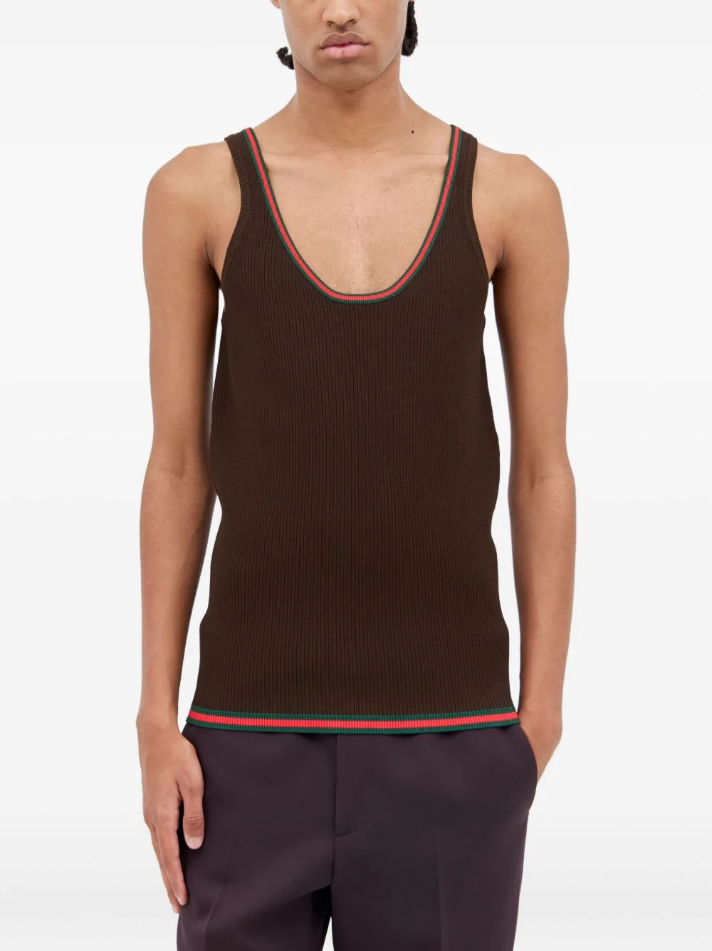 ribbed-trim scoop-neck vest - 1